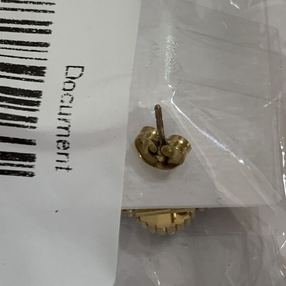 Stainless Steel Womens Black Five Leaf Clover Flower Stud Push Back Earrings - Picture 3 of 3